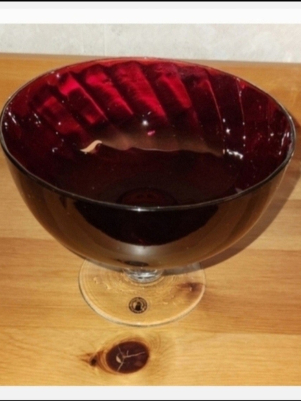Ruby Red Glass Compote Bowl - Elegant Home Accent